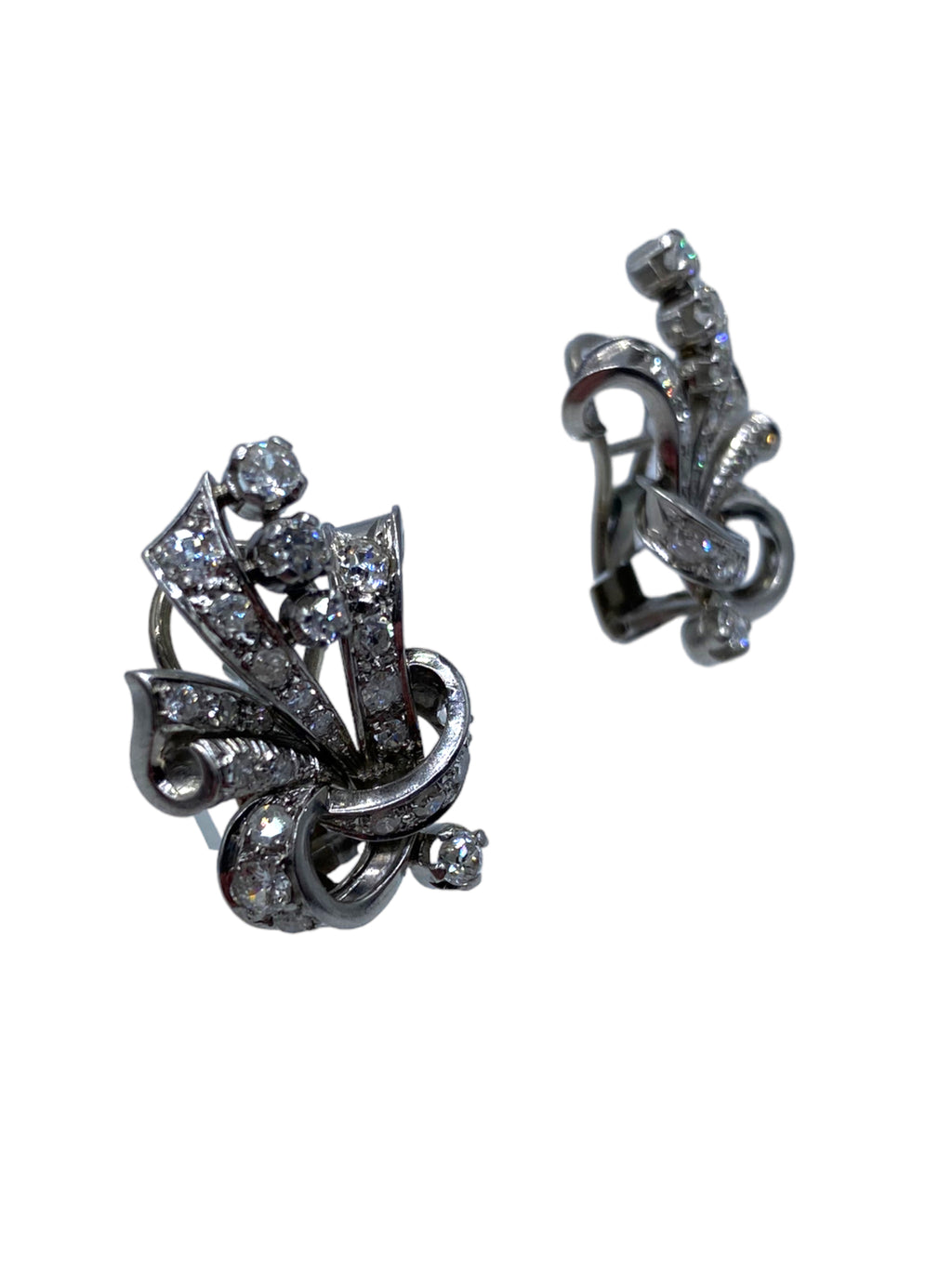 Platinum Diamond Mid-century Earrings