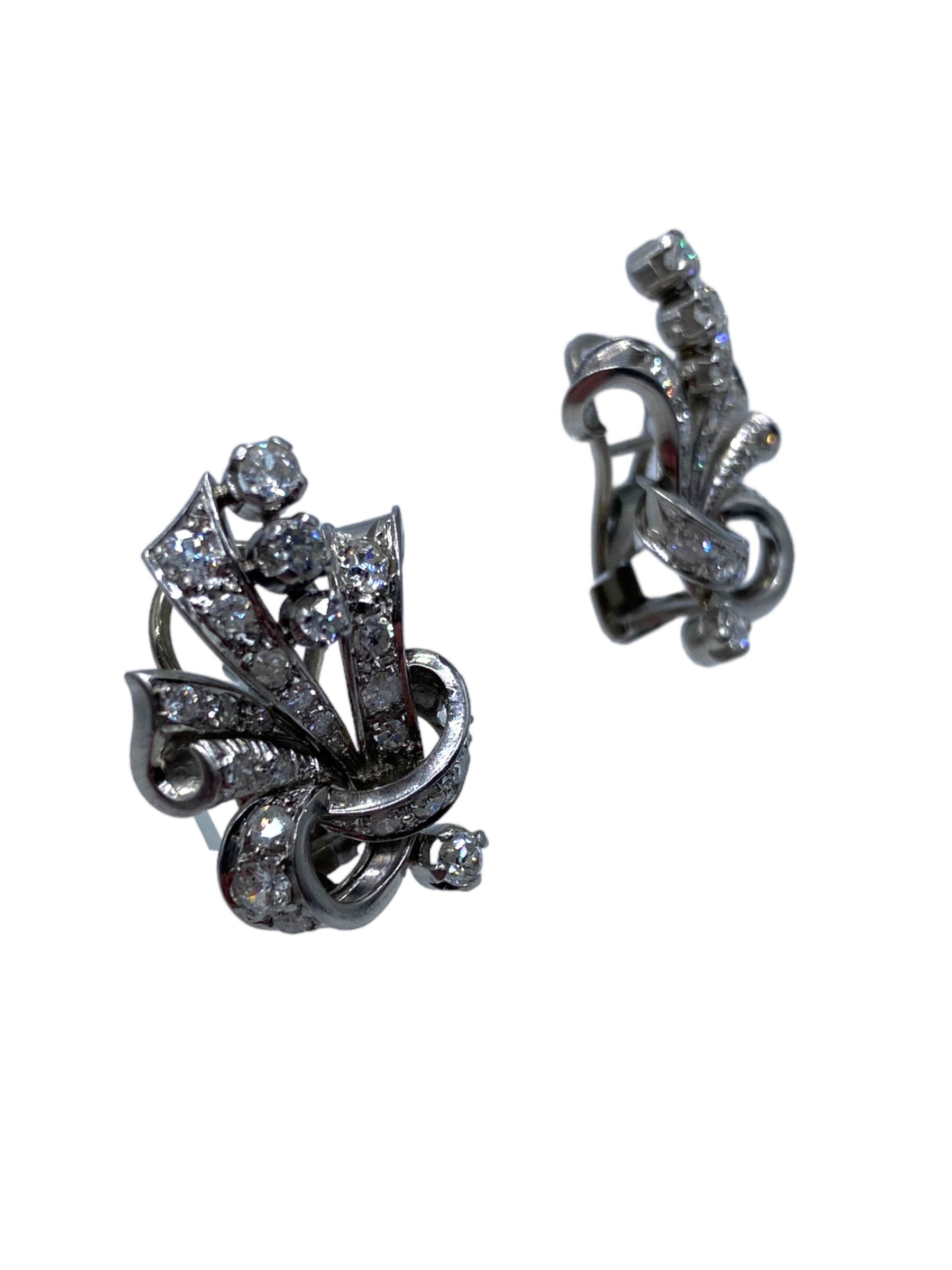 Platinum Diamond Mid-century Earrings