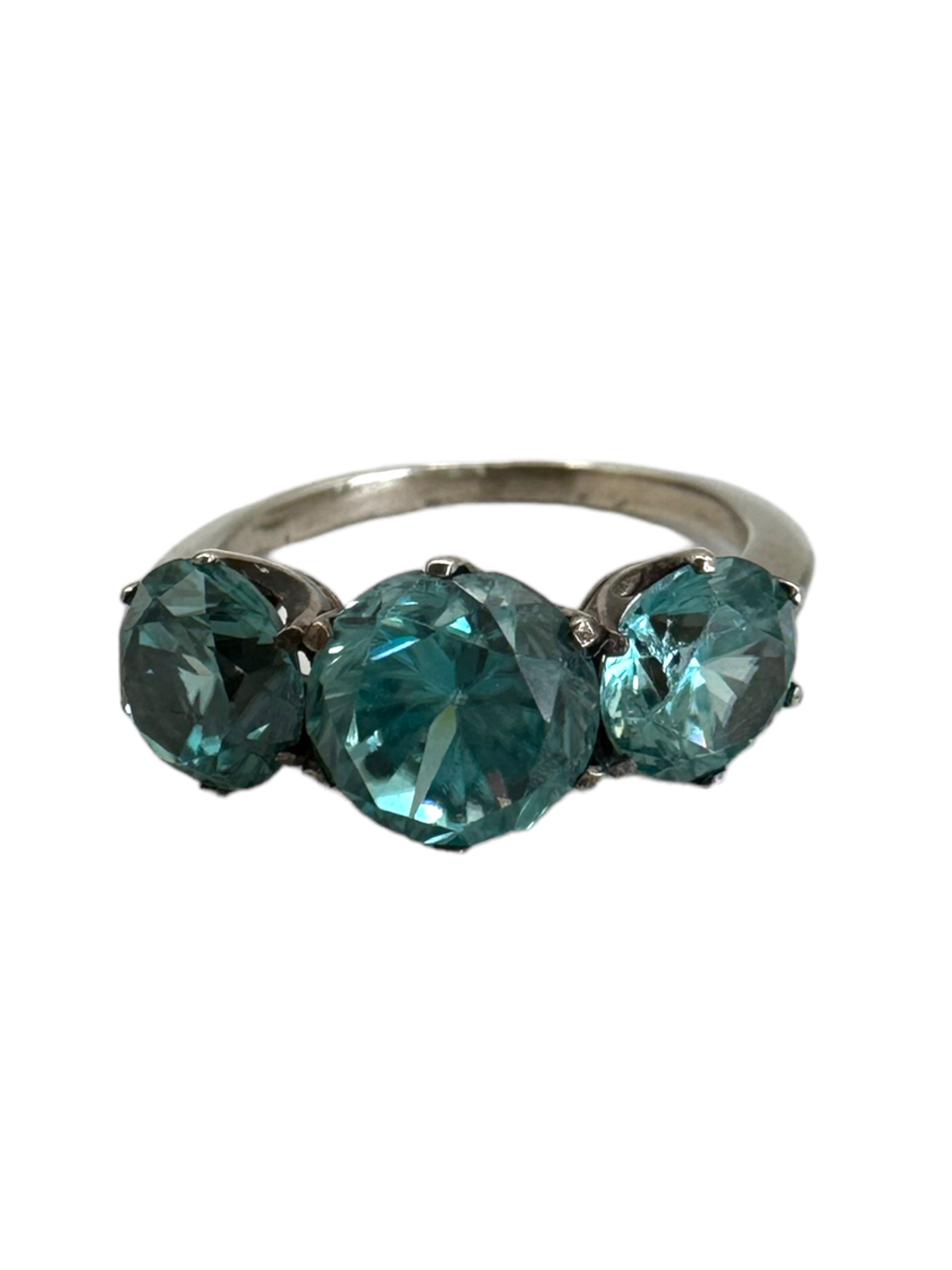 Silver Blue Zircon Ring