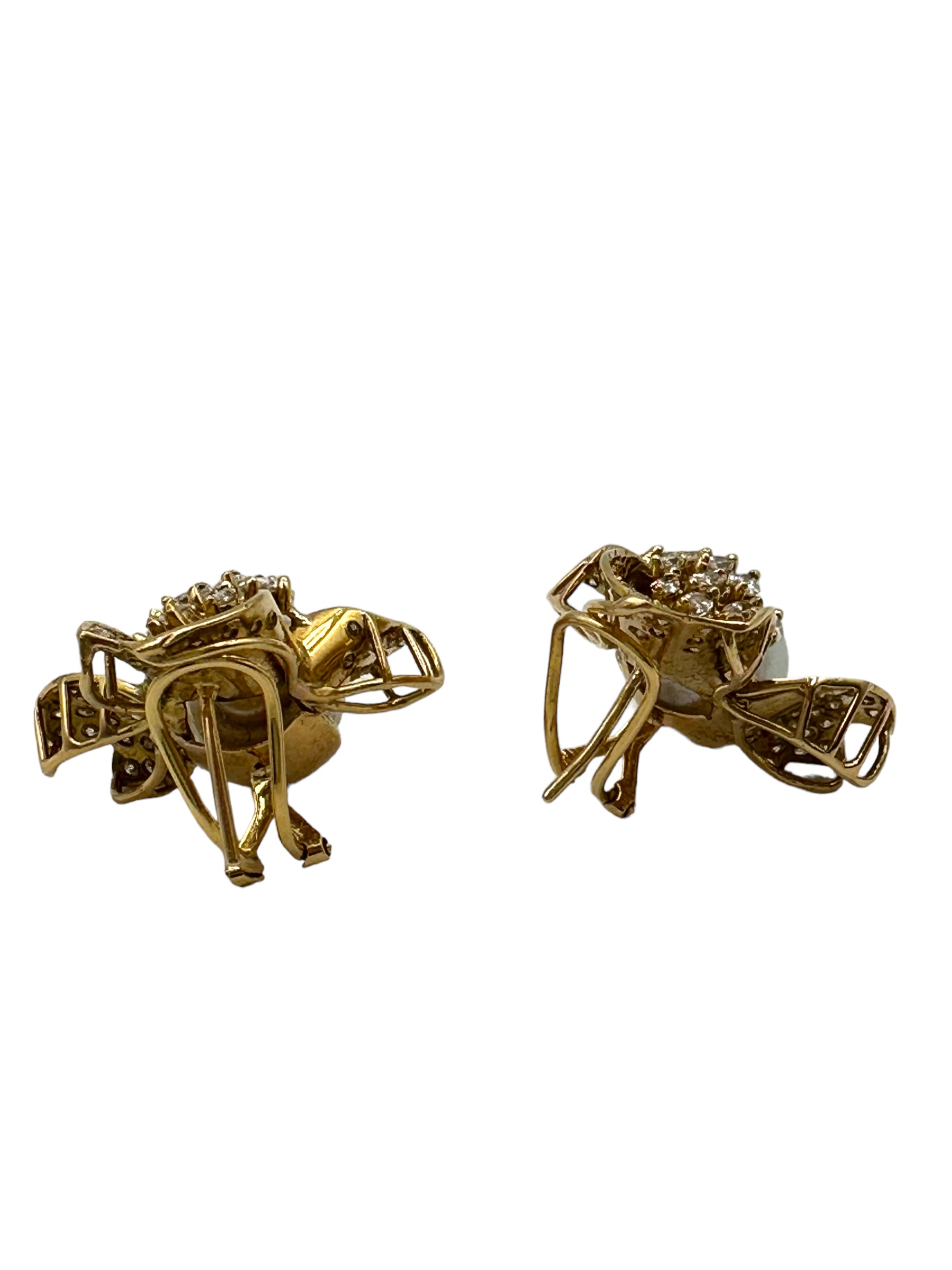 14k Diamond Pearl Earrings