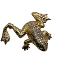 14k Frog Diamond Emerald Brooch