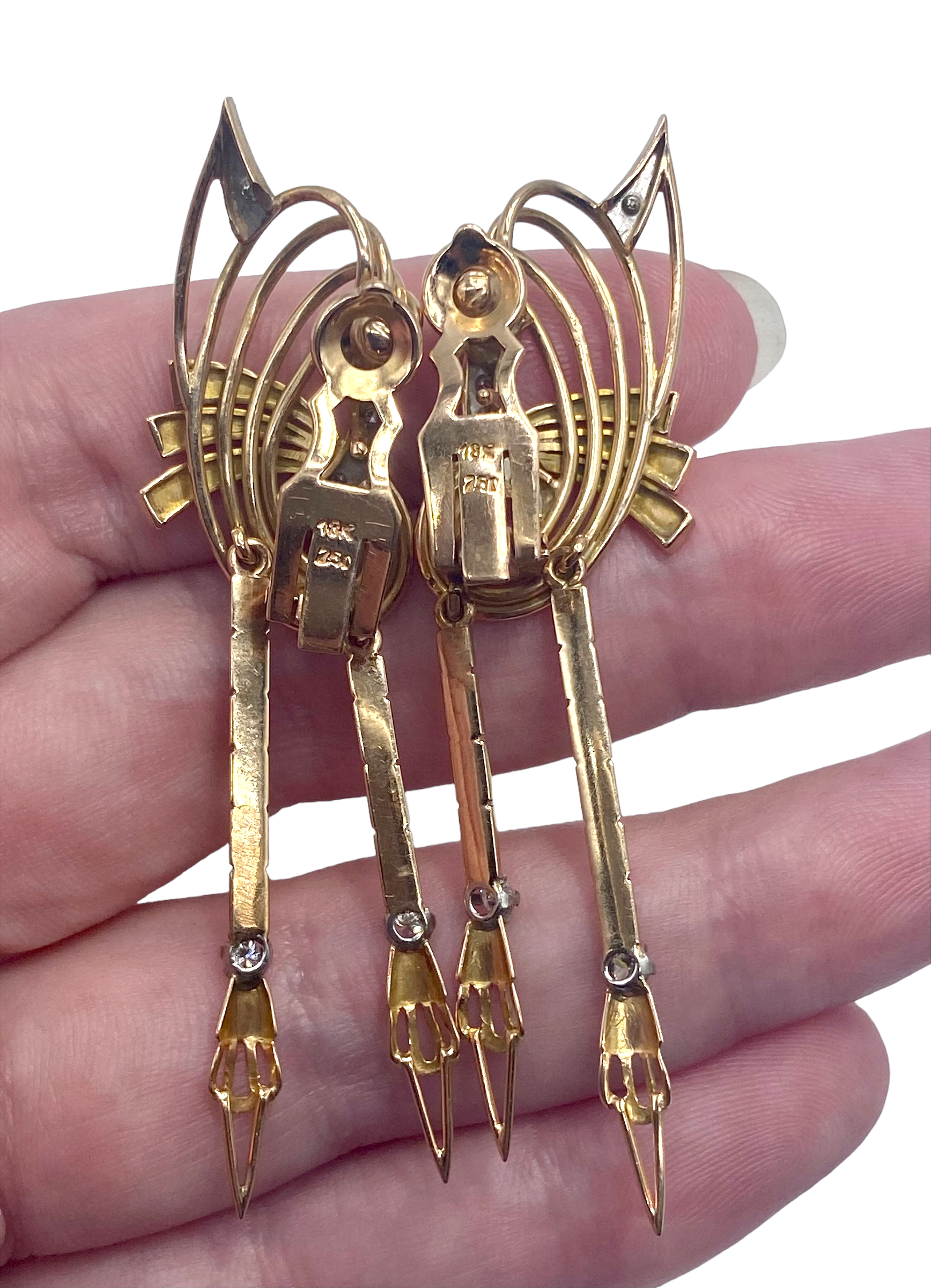 18k Retro Drop Earrings