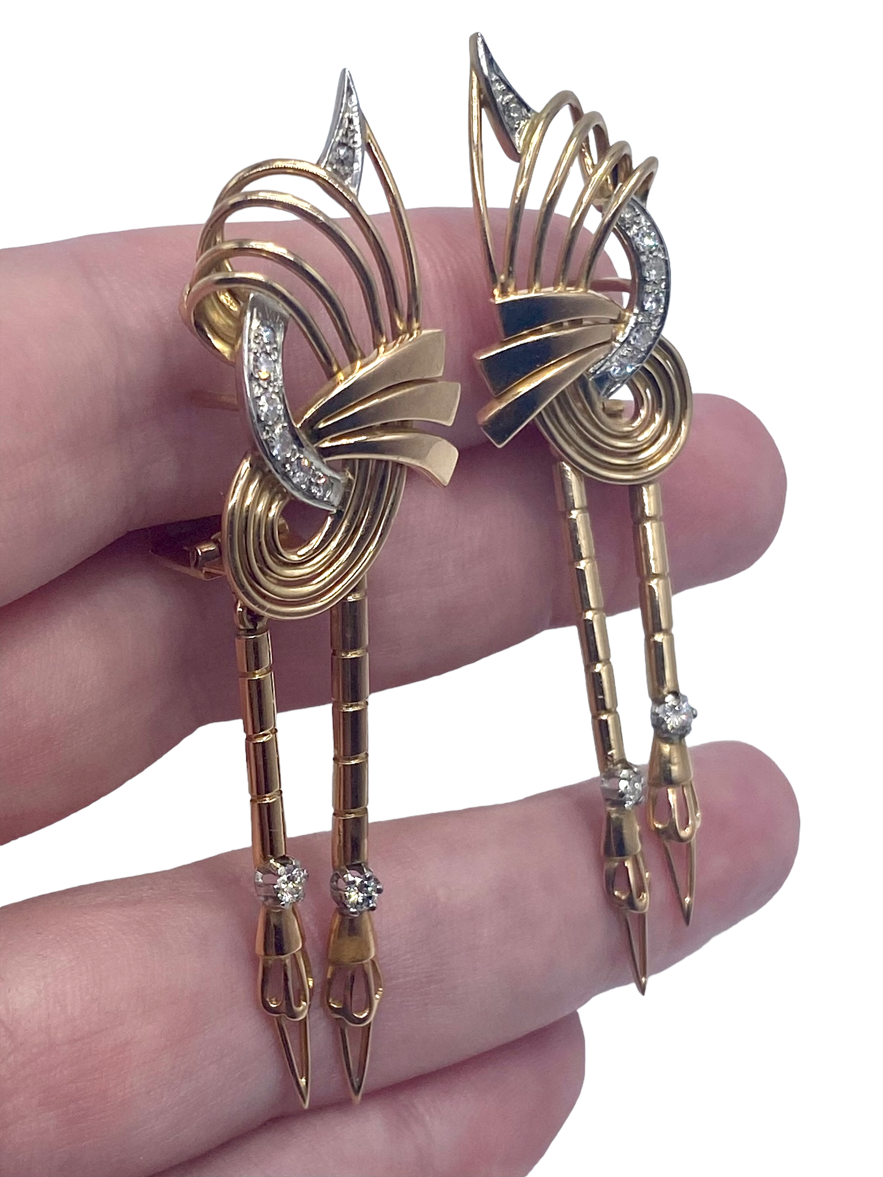 18k Retro Drop Earrings