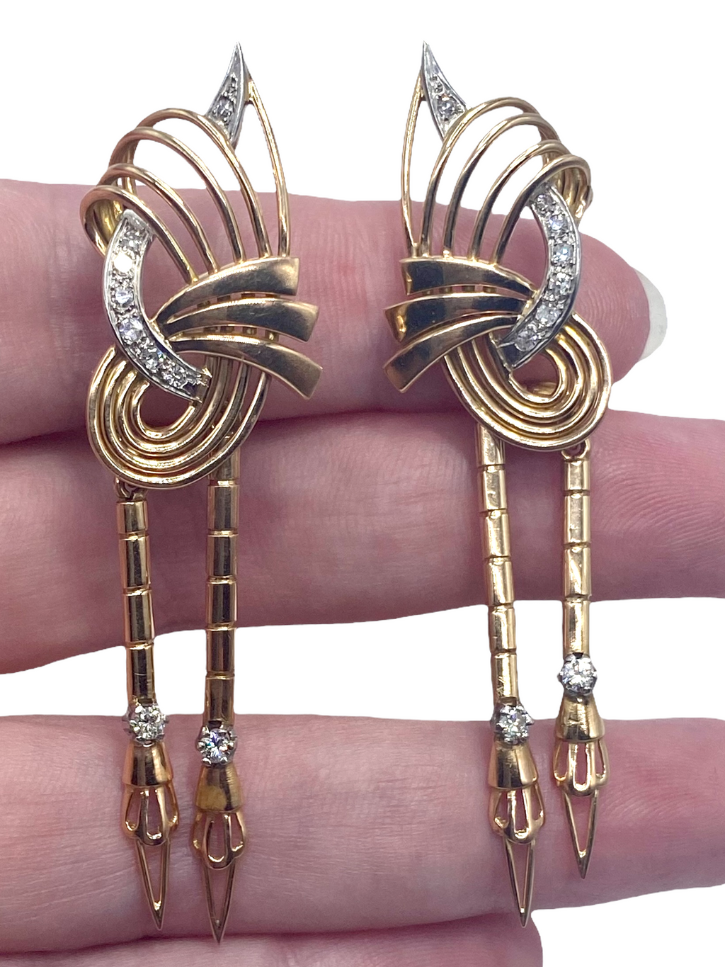 18k Retro Drop Earrings