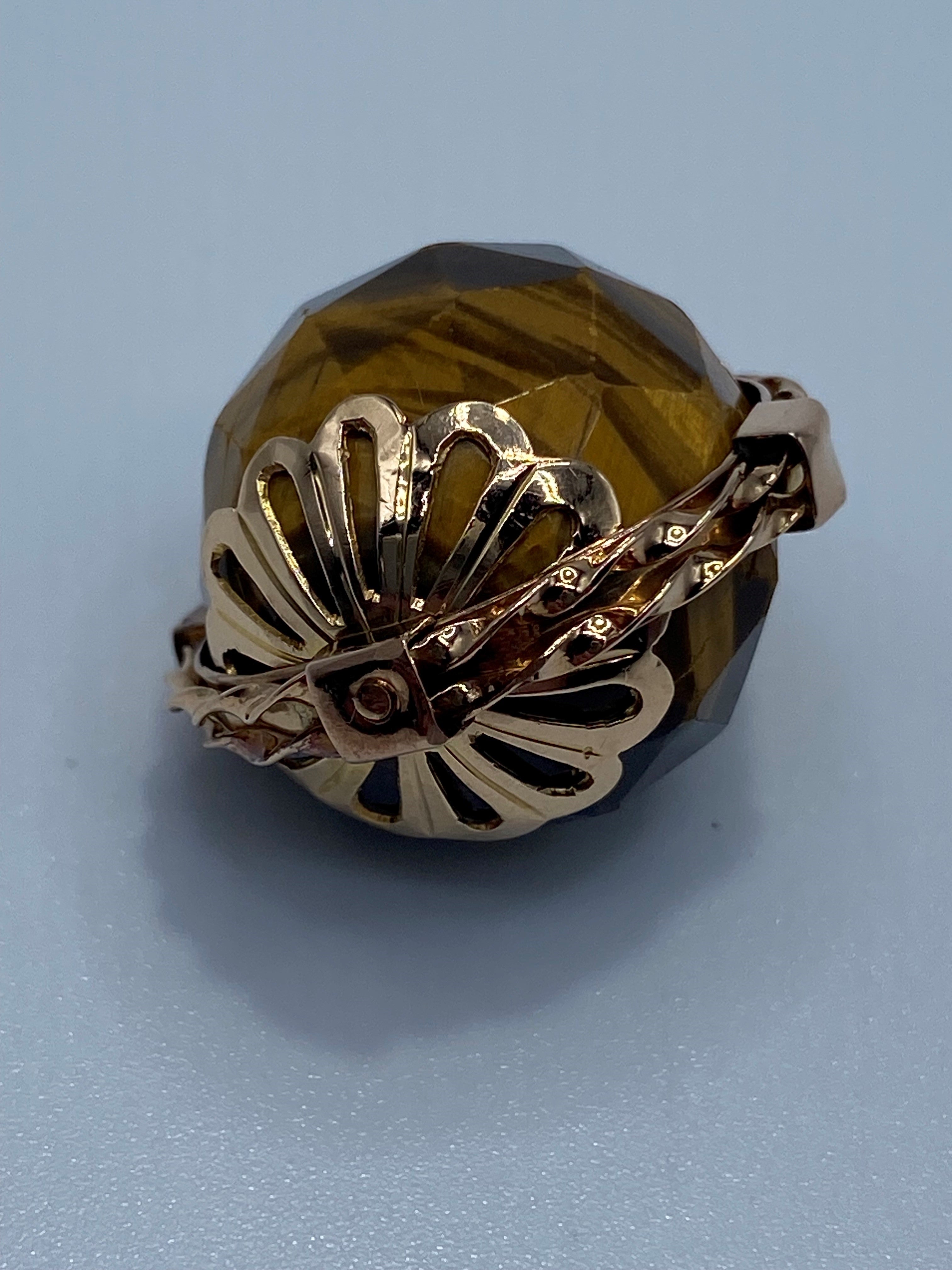 14k Rosy Gold Tigers Eye Pendant
