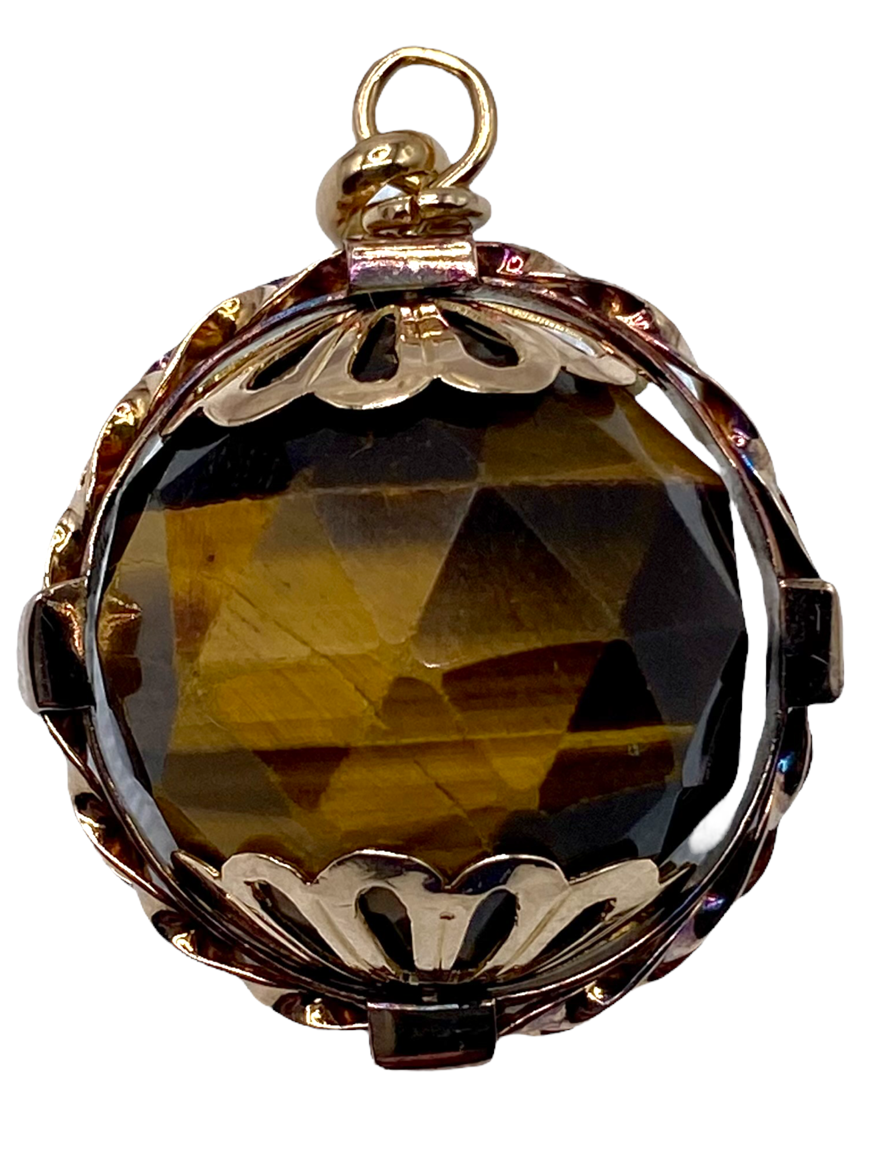 14k Rosy Gold Tigers Eye Pendant